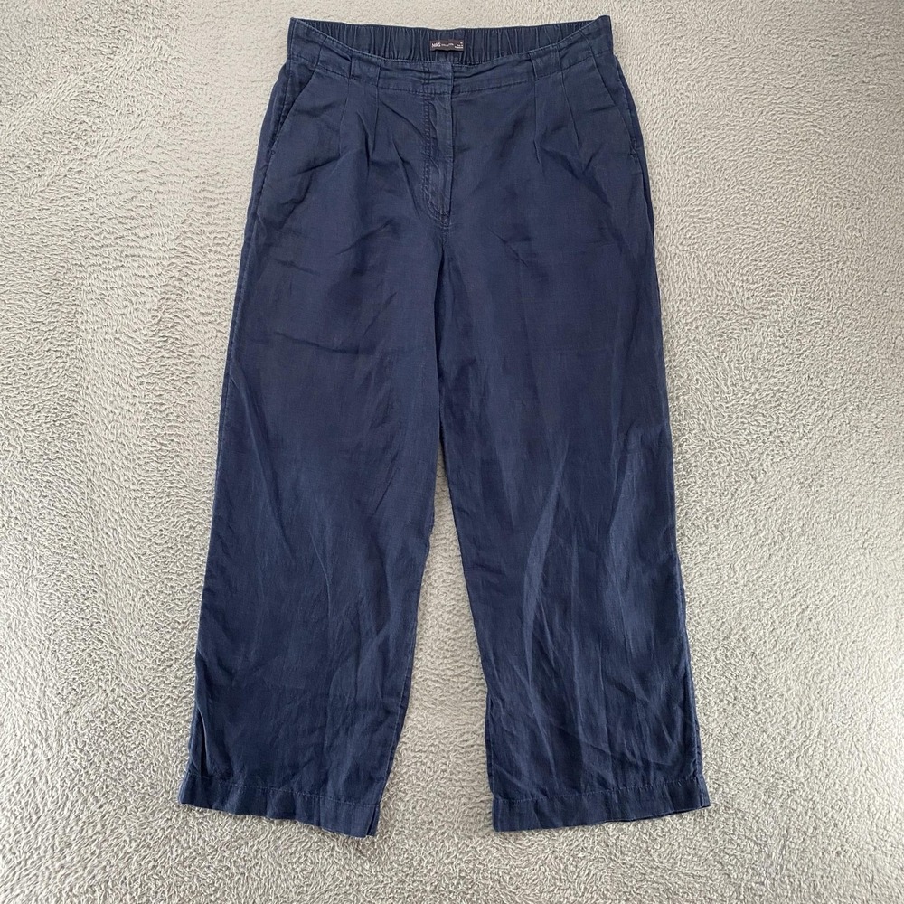 M&S Collection Linen Pants Womens‎ 18 Neutral Elastic Waist Summer Minimalist